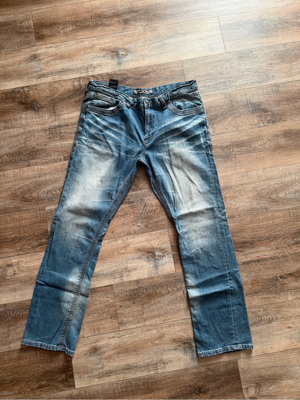 Affliction Black Premium Men's  Blue Denim Jeans Embroidered